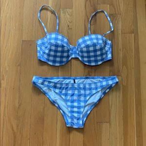 J. Crew light purple gingham bikini